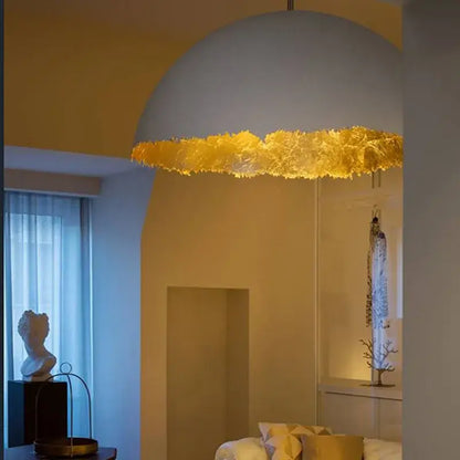 Modern white and gold eggshell acrylic resin sphere pendant light dining room