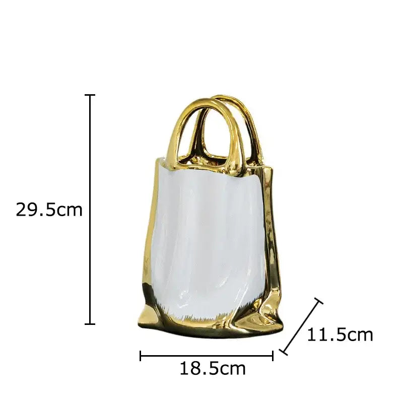 Modern white and gold handbag ceramic vase living room decor