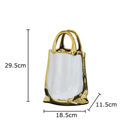 Modern white and gold handbag ceramic vase living room decor