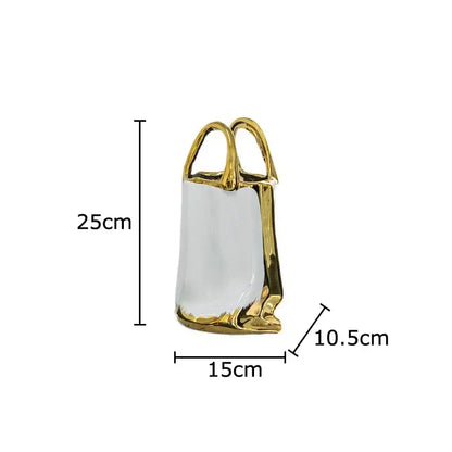 Modern white and gold handbag ceramic vase living room decor