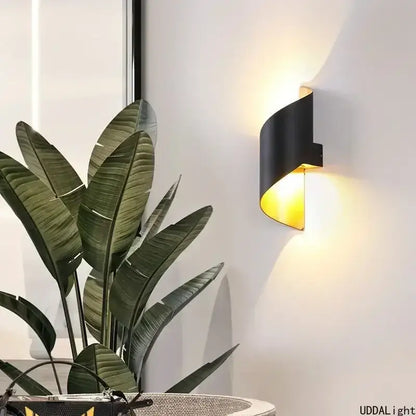 Modern white and gold outdoor wall lamp patio spiral sconce