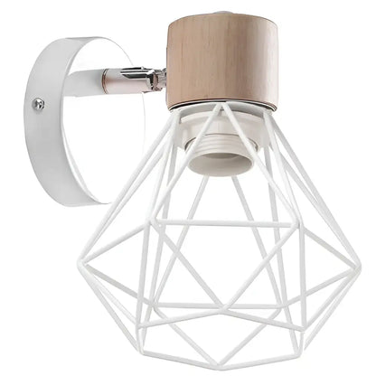 Modern white and iron wood led wall lamp bedroom sconce