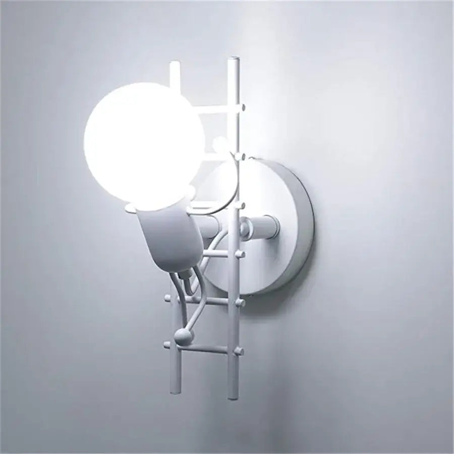 Modern white and iron wood led wall lamp bedroom sconce