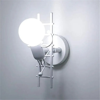 Modern white and iron wood led wall lamp bedroom sconce