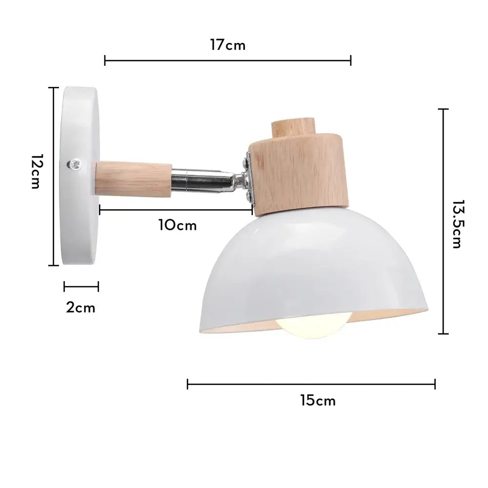 Modern white and iron wood led wall lamp bedroom sconce