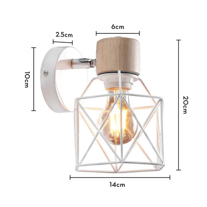 Modern white and iron wood led wall lamp bedroom sconce