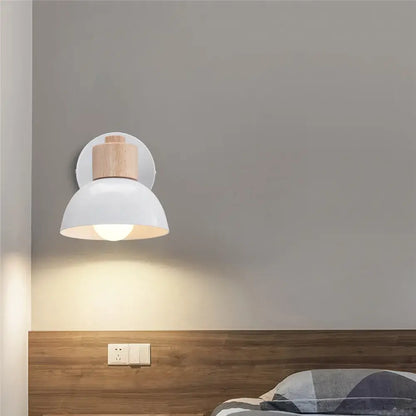 Modern white and iron wood led wall lamp bedroom sconce