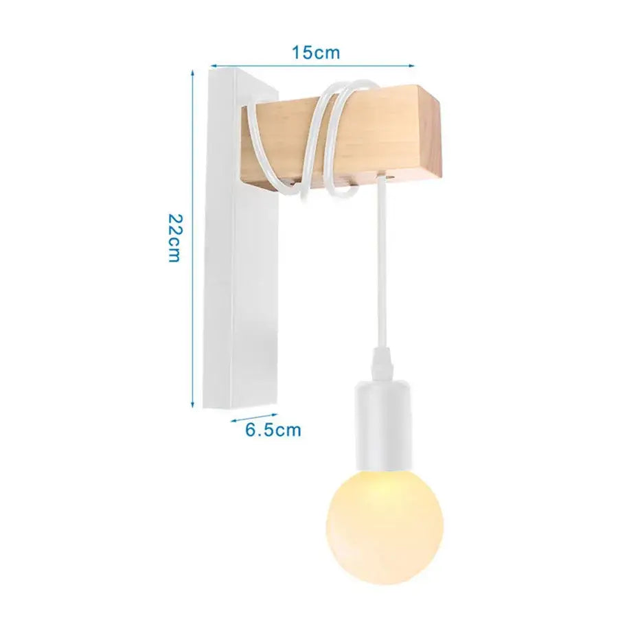 Modern white and iron wood led wall lamp bedroom sconce