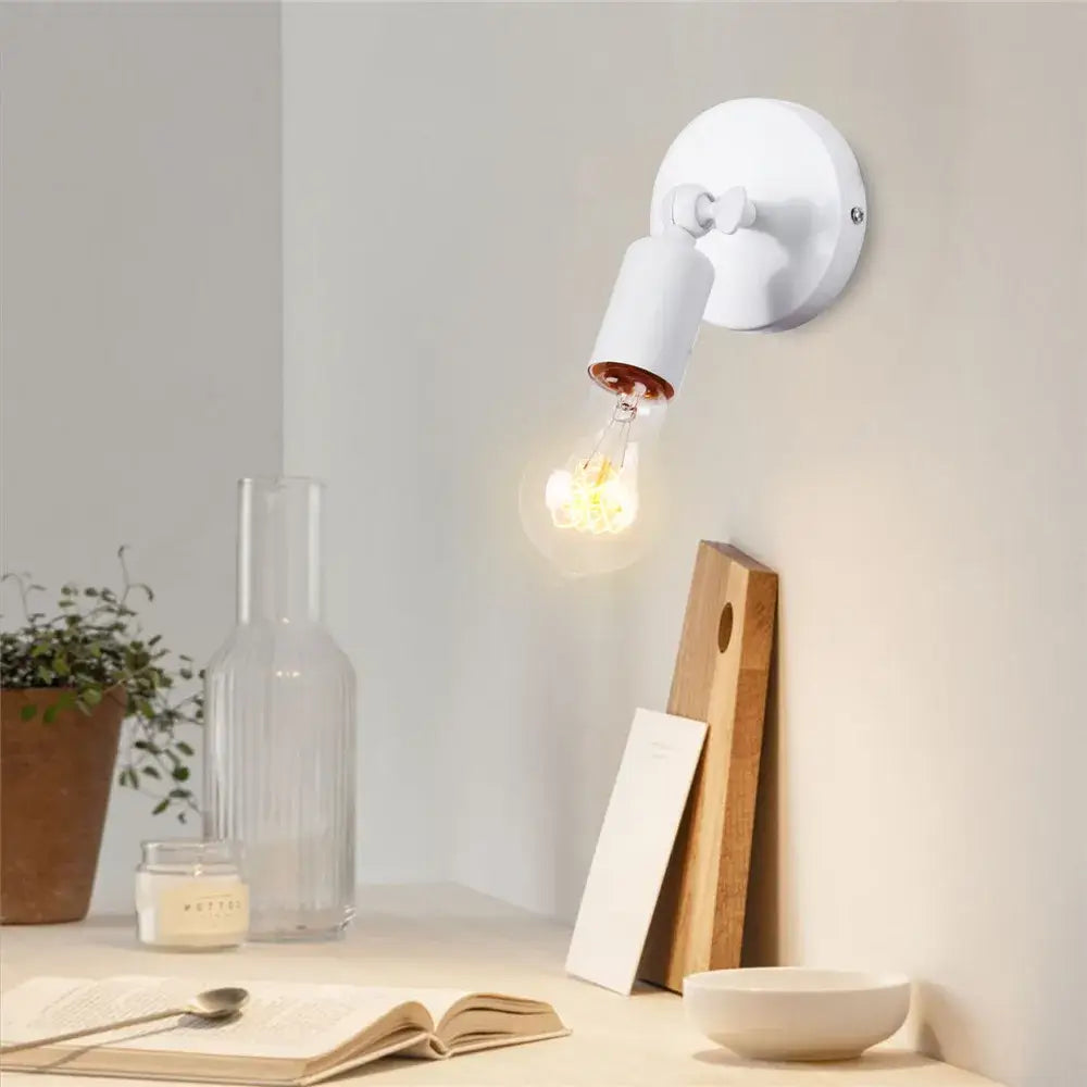 Modern white and iron wood led wall lamp bedroom sconce