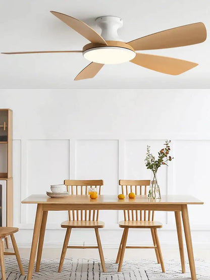 Modern white and light brown ceiling fan bedroom led light
