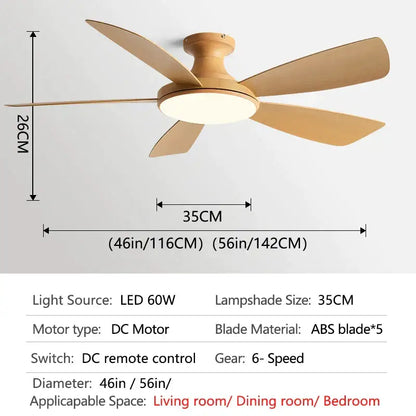 Modern white and light brown ceiling fan bedroom led light