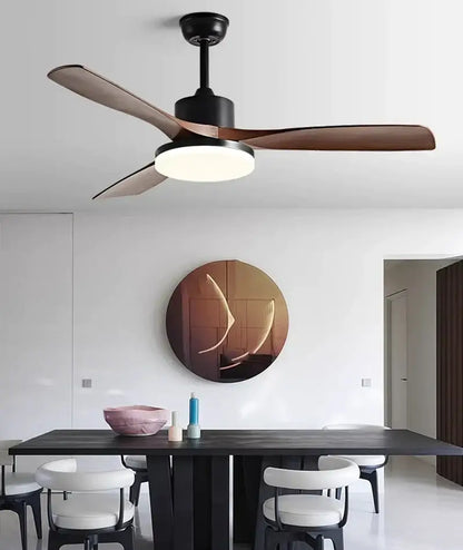 Modern white and light wood ceiling fan bedroom led lamp