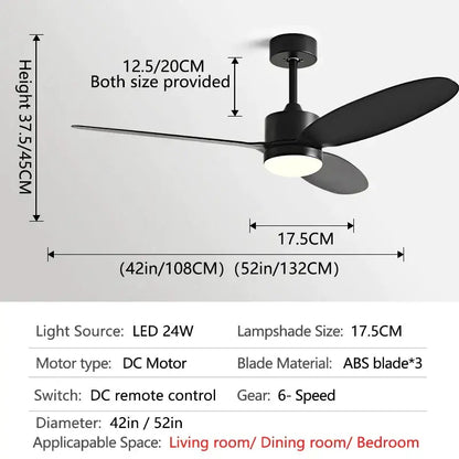 Modern white and light wood dc ceiling fan for dining room remote control