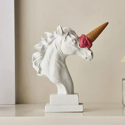 Modern white and pink ice cream horse head living room sculpture