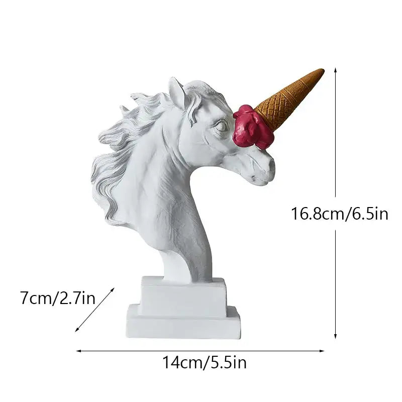 Modern white and pink ice cream horse head living room sculpture
