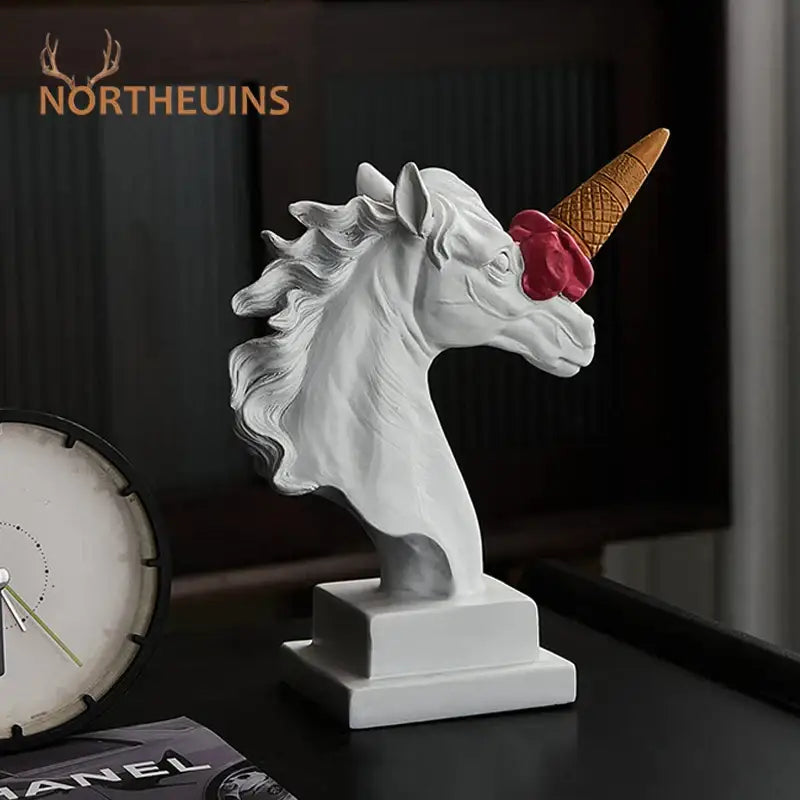 Modern white and pink ice cream horse head living room sculpture