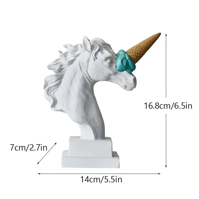 Modern white and pink ice cream horse head living room sculpture