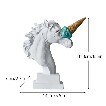 Modern white and pink ice cream horse head living room sculpture