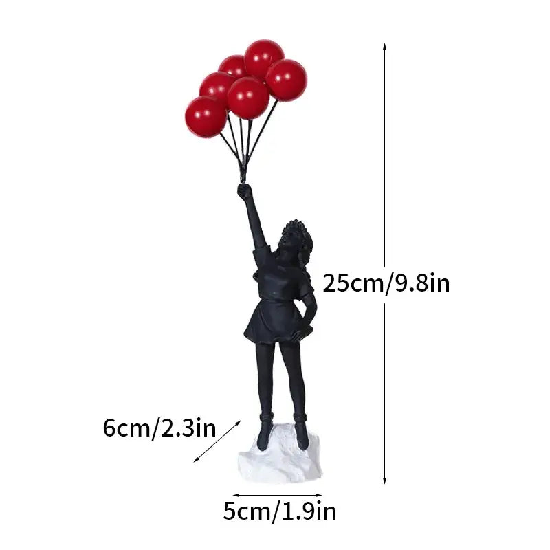 Modern white and red banksy girl balloon sculpture living room decor