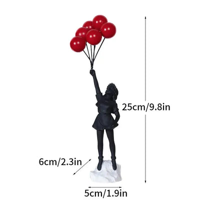 Modern white and red banksy girl balloon sculpture living room decor