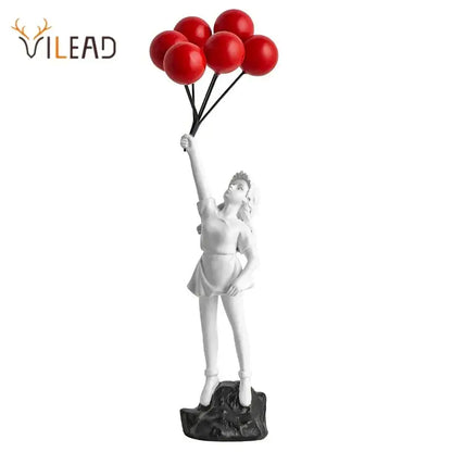 Modern white and red banksy girl balloon sculpture living room decor