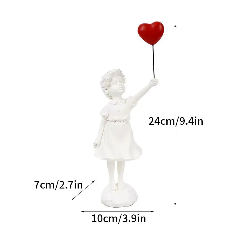 Modern white and red banksy girl balloon sculpture living room decor