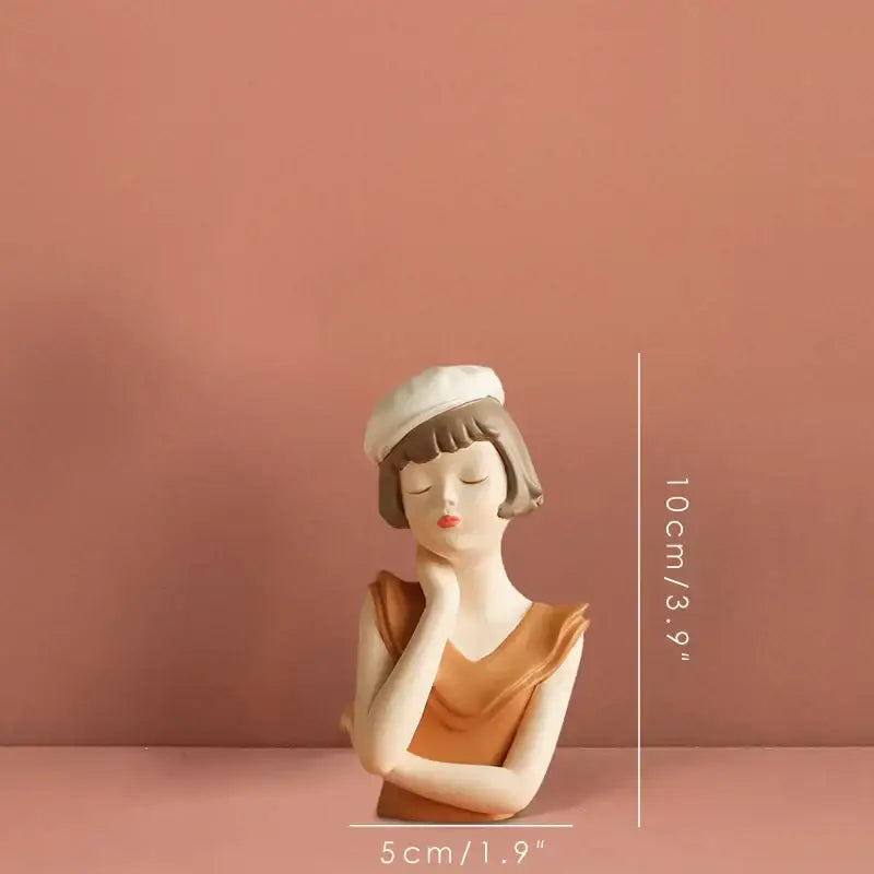 Modern white and tan balloon girl bust tray – living room sculpture