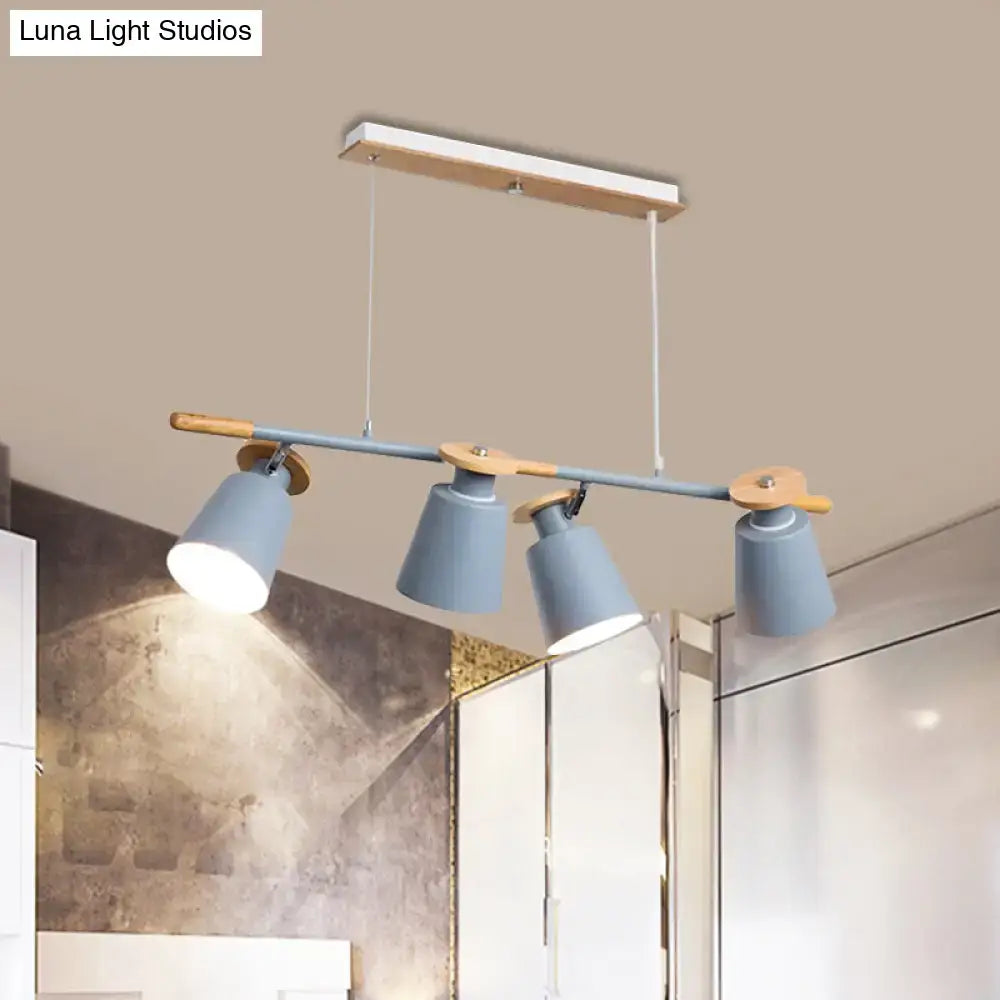 Modern white and wood 4 head island light – kitchen e26 e27 fixture
