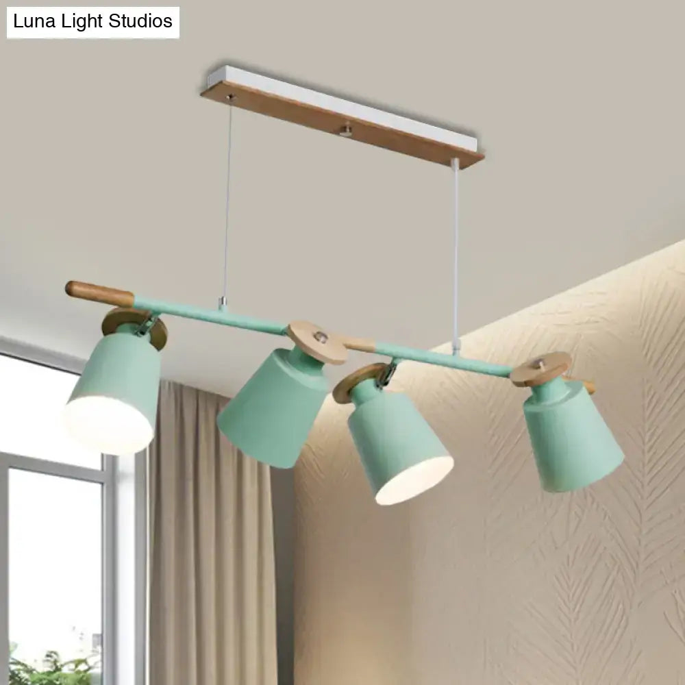 Modern white and wood 4 head island light – kitchen e26 e27 fixture