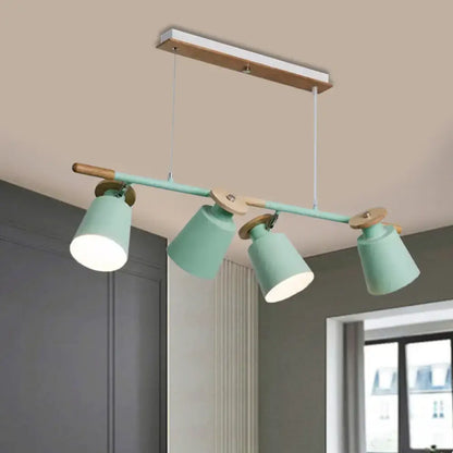 Modern white and wood 4 head island light – kitchen e26 e27 fixture
