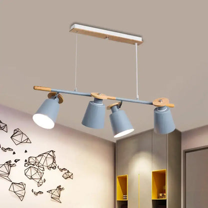 Modern white and wood 4 head island light – kitchen e26 e27 fixture