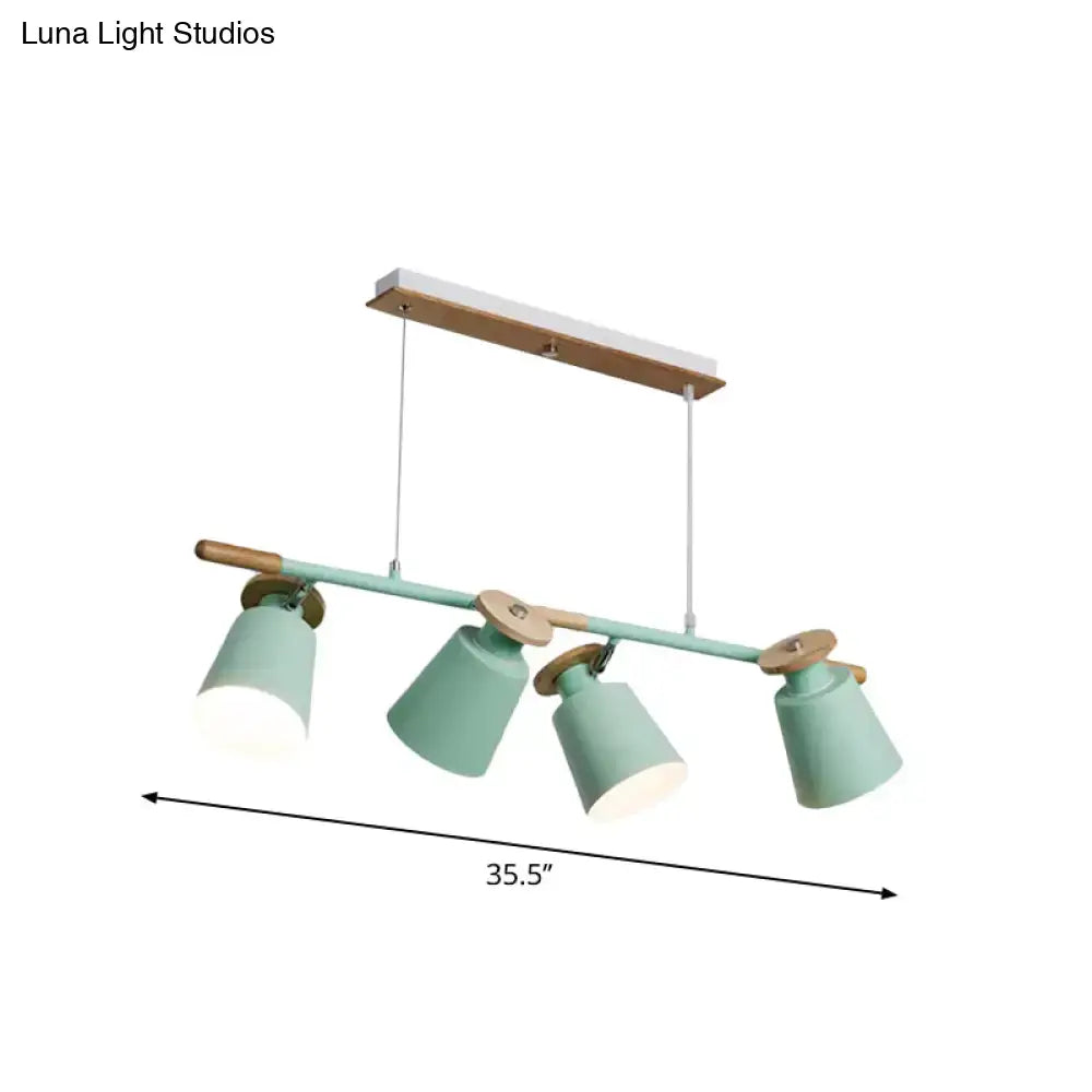 Modern white and wood 4 head island light – kitchen e26 e27 fixture