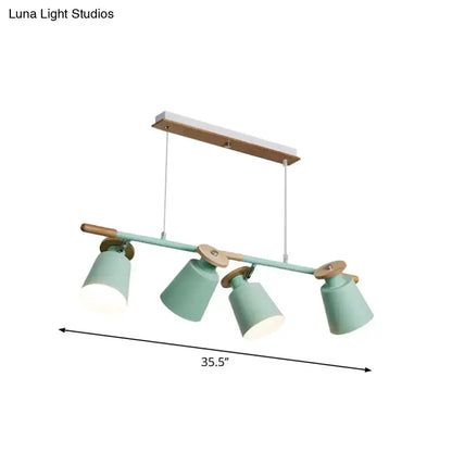 Modern white and wood 4 head island light – kitchen e26 e27 fixture