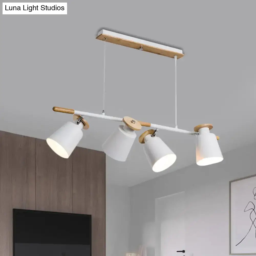 Modern white and wood 4 head island light – kitchen e26 e27 fixture