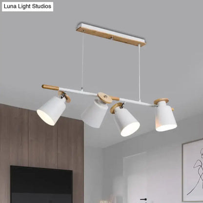 Modern white and wood 4 head island light – kitchen e26 e27 fixture
