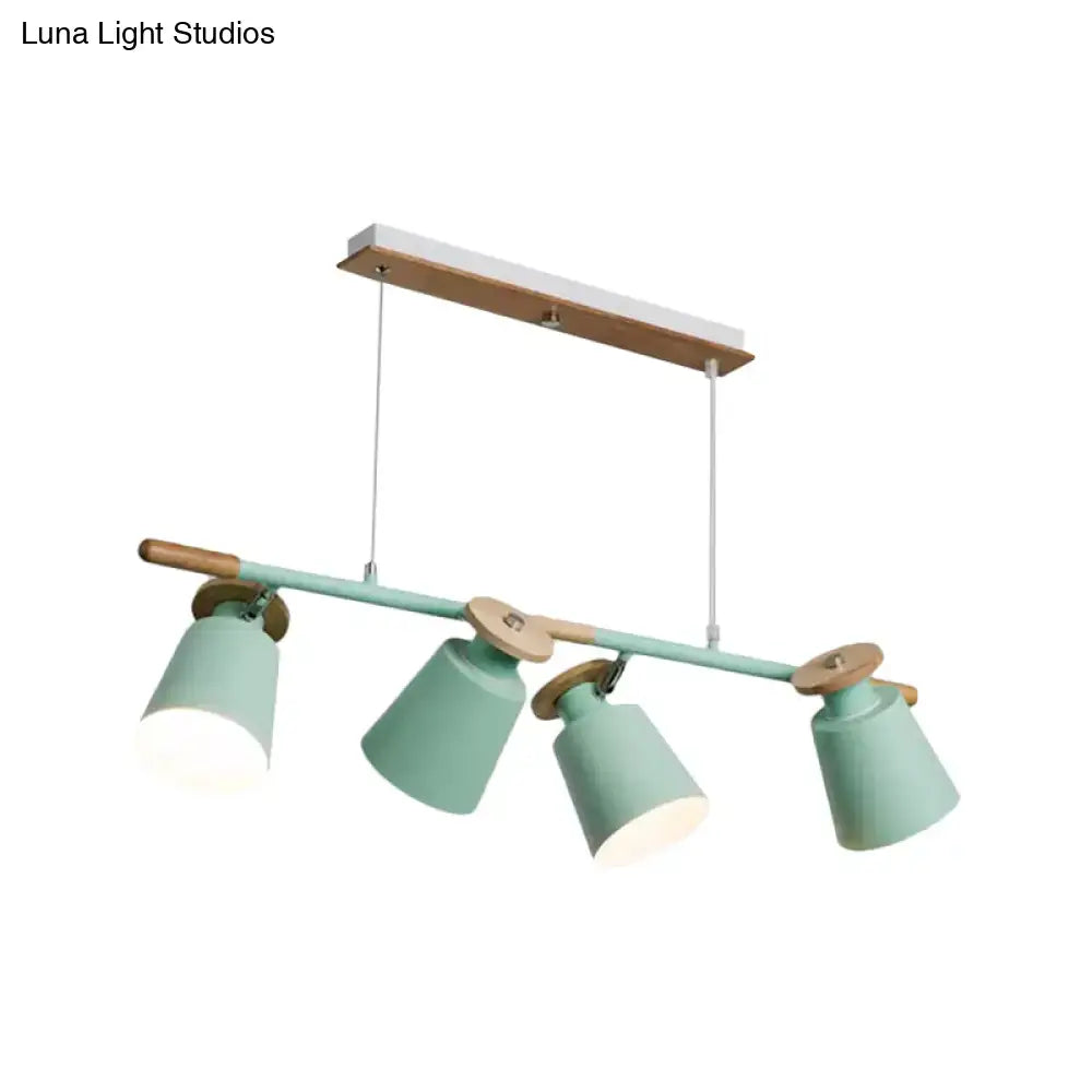 Modern white and wood 4 head island light – kitchen e26 e27 fixture