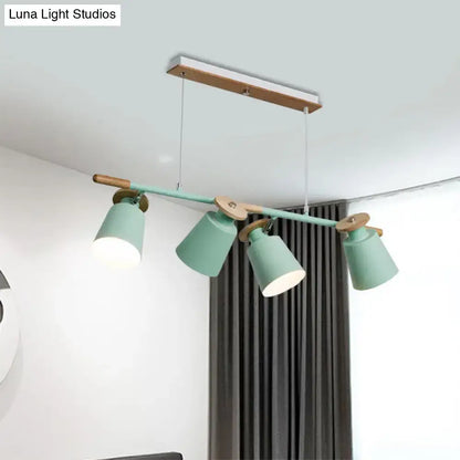 Modern white and wood 4 head island light – kitchen e26 e27 fixture