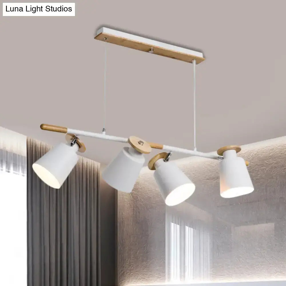Modern white and wood 4 head island light – kitchen e26 e27 fixture