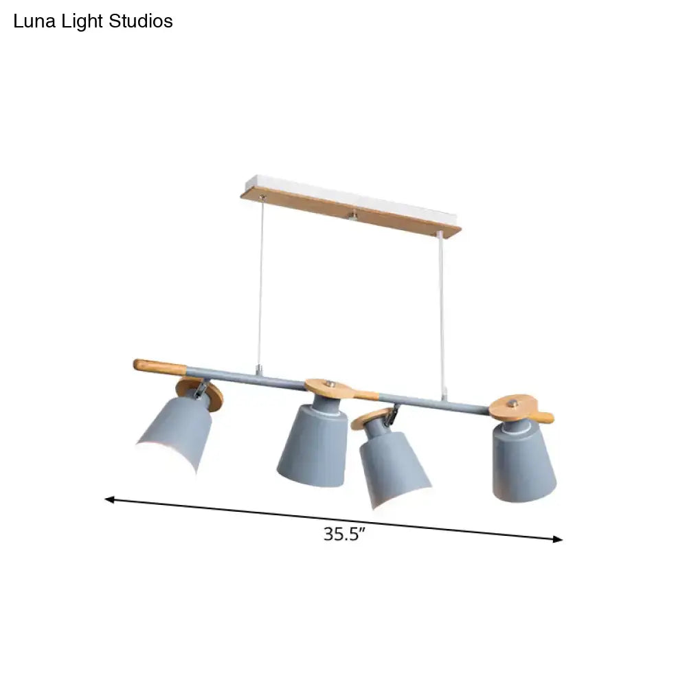 Modern white and wood 4 head island light – kitchen e26 e27 fixture