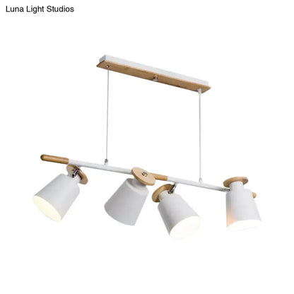Modern white and wood 4 head island light – kitchen e26 e27 fixture