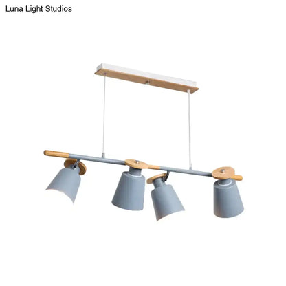 Modern white and wood 4 head island light – kitchen e26 e27 fixture