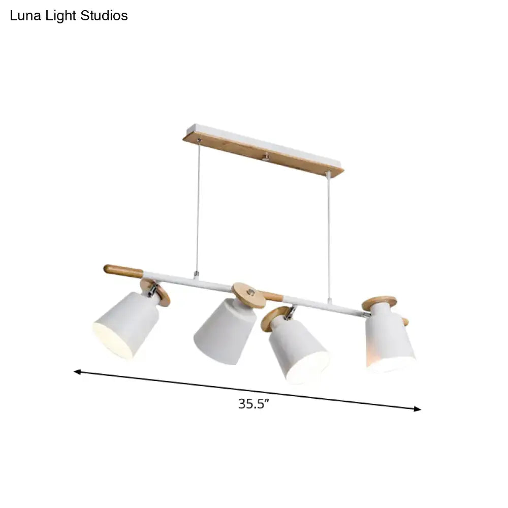 Modern white and wood 4 head island light – kitchen e26 e27 fixture