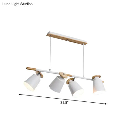 Modern white and wood 4 head island light – kitchen e26 e27 fixture