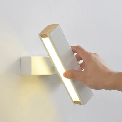 Modern white and wood adjustable wooden led wall lamp for bedroom
