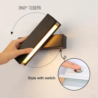 Modern white and wood adjustable wooden led wall lamp for bedroom