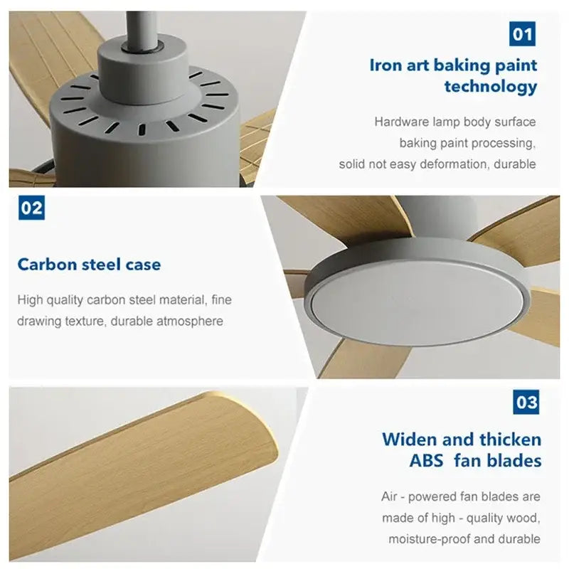 Modern white and wood ceiling fan living bedroom led with remote