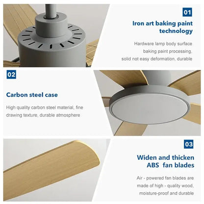 Modern white and wood ceiling fan living bedroom led with remote