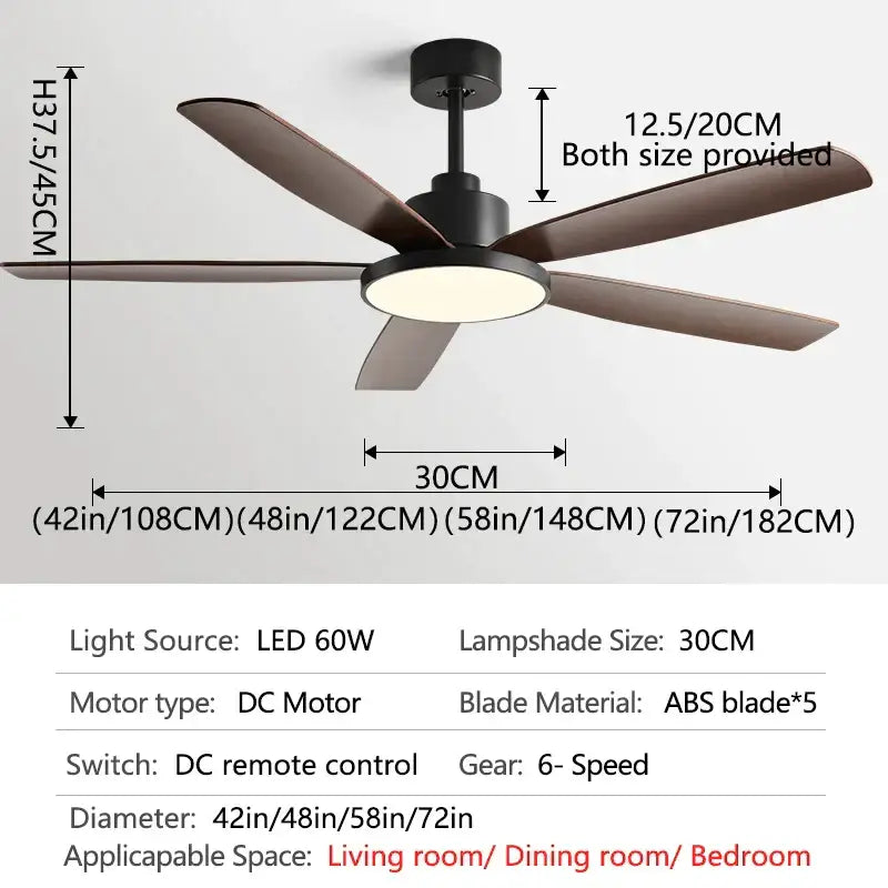 Modern white and wood ceiling fan living bedroom led with remote
