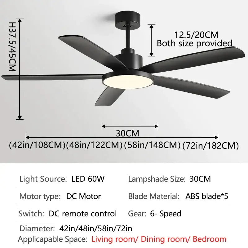 Modern white and wood ceiling fan living bedroom led with remote