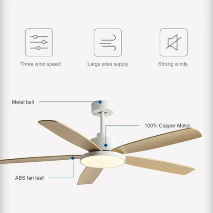 Modern white and wood ceiling fan living bedroom led with remote